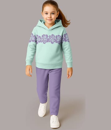 HELLCAT Pack of 1 Girls Cotton Blend Sweatshirt & Joggers ( Mint Green )