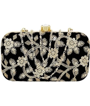 Bulbul Black Velvet Box Clutch