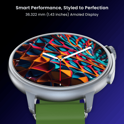 CELLECOR M7 PRO RAY 1.43" AMOLED Display | 700 NITS | AOD | BT-Calling | AI Voice | Split Screen | IP67 | Rotating Crown | SmartWatch (Black Green)