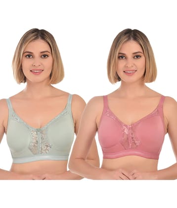 Ladyland Pack of 2 Lycra Non Padded Everyday Bra For Women ( Multicolor )