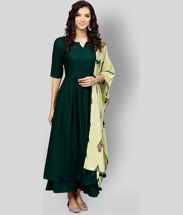 The Style Story - Green Anarkali Rayon Women's Stitched Salwar Suit ( Pack of 1 )