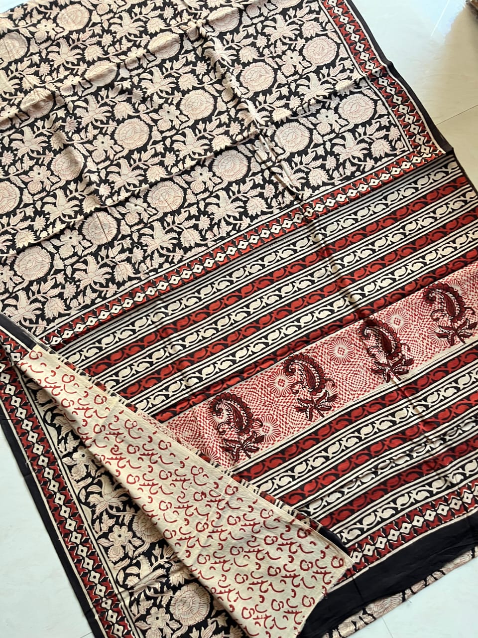 Pure Mul Cotton Sarees, Bagru print, Blouse attached