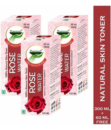 Rawmest Premium Rose Glow Toner ( Gulab Jal) Liquid 360 Ml Pack of 3