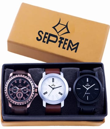Septem Multicolor Leather Analog Men's Watch