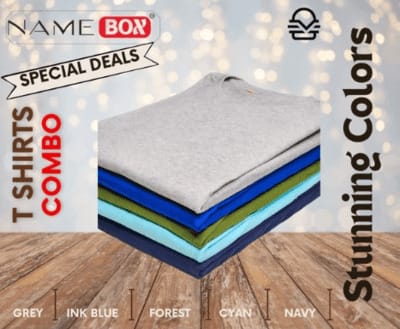 NameBox Pure Cotton T Shirts (Pack of 5), Size - 38 (S)