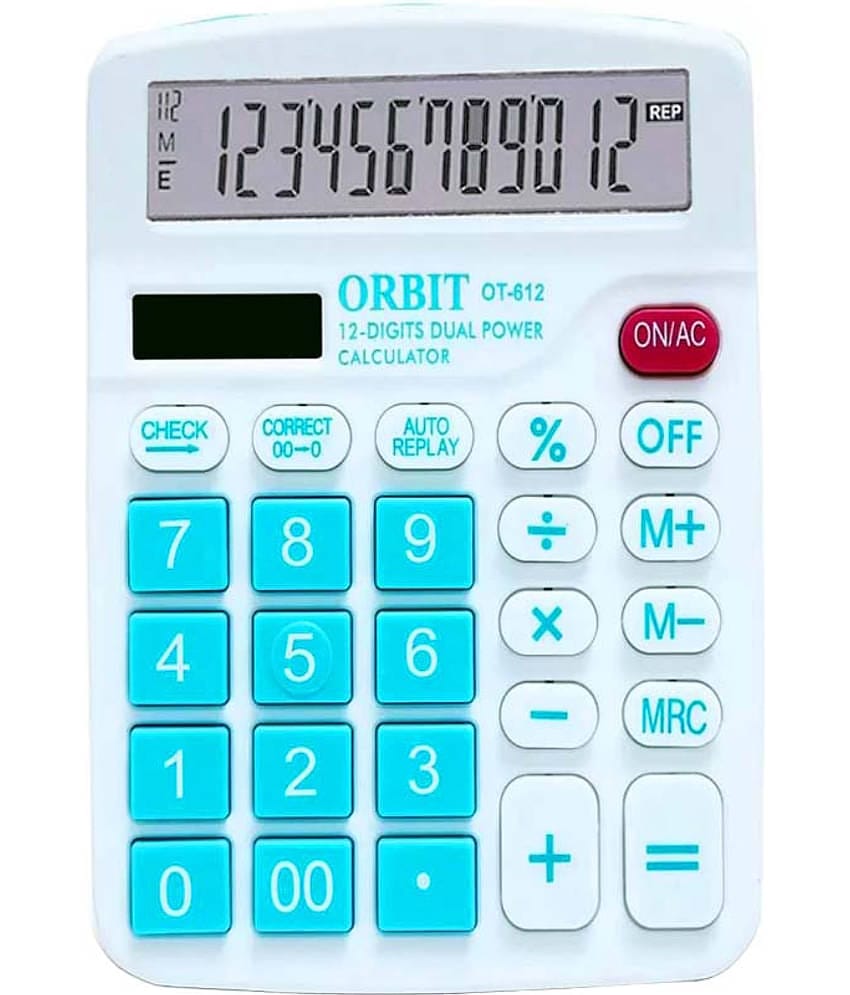 Orbit Ot-612 Check & Correct 12 Digits Dual Power Basic Calculator 12 Digits Basic Calculator