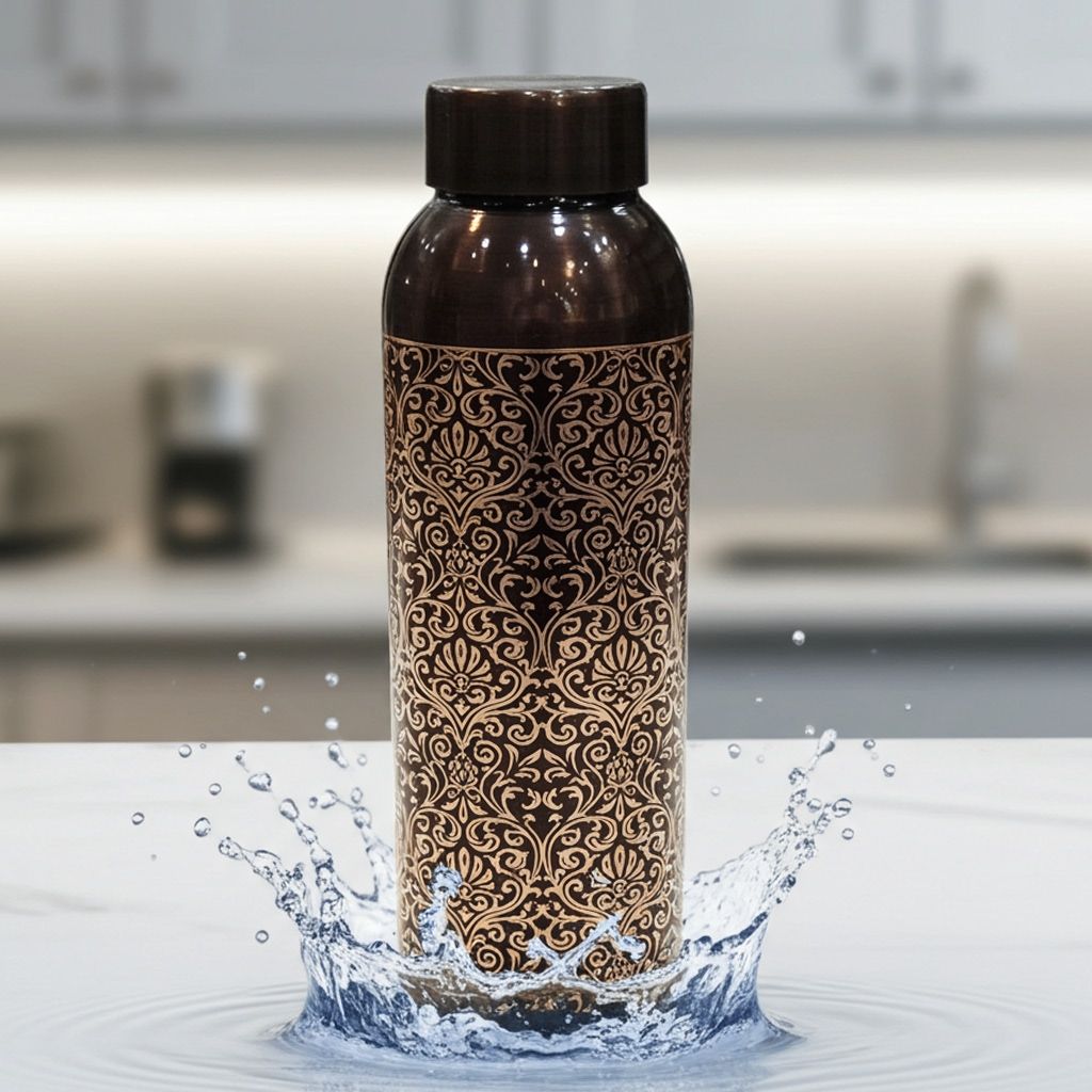 Copper Water Bottle 900 ML | Best for Ayurveda & Daily Use , Height : 10.5 Inch (BCMAS202 D)