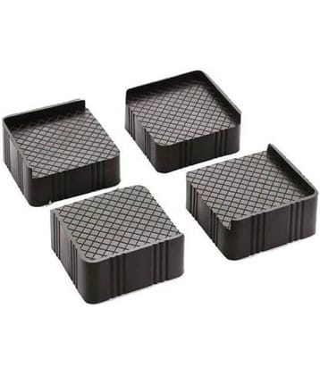 VARNIRAJ Import & Export Plastic Stand for Almirah, Wardrobe, Refrigerator (Grey Black) -Set of 4-Pieces
