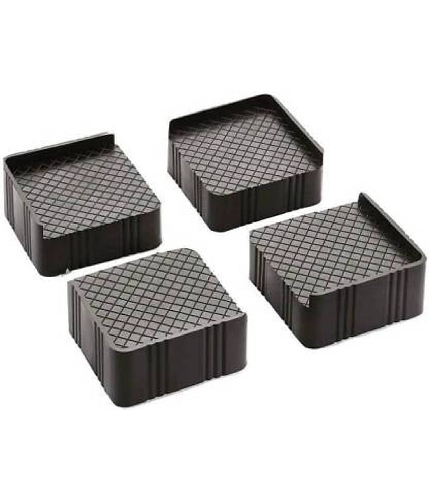 VARNIRAJ Import & Export Plastic Stand for Almirah, Wardrobe, Refrigerator (Grey Black) -Set of 4-Pieces