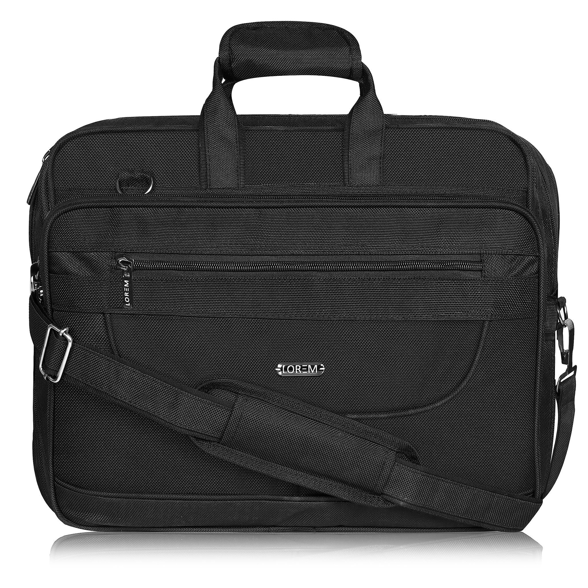 LOREM Black Color Linen fabric 28L Laptop Messenger Bag For Men New BG80
