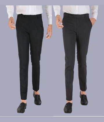 CLARE&CLARA Multicolor Slim Formal Trouser ( Pack of 2 )