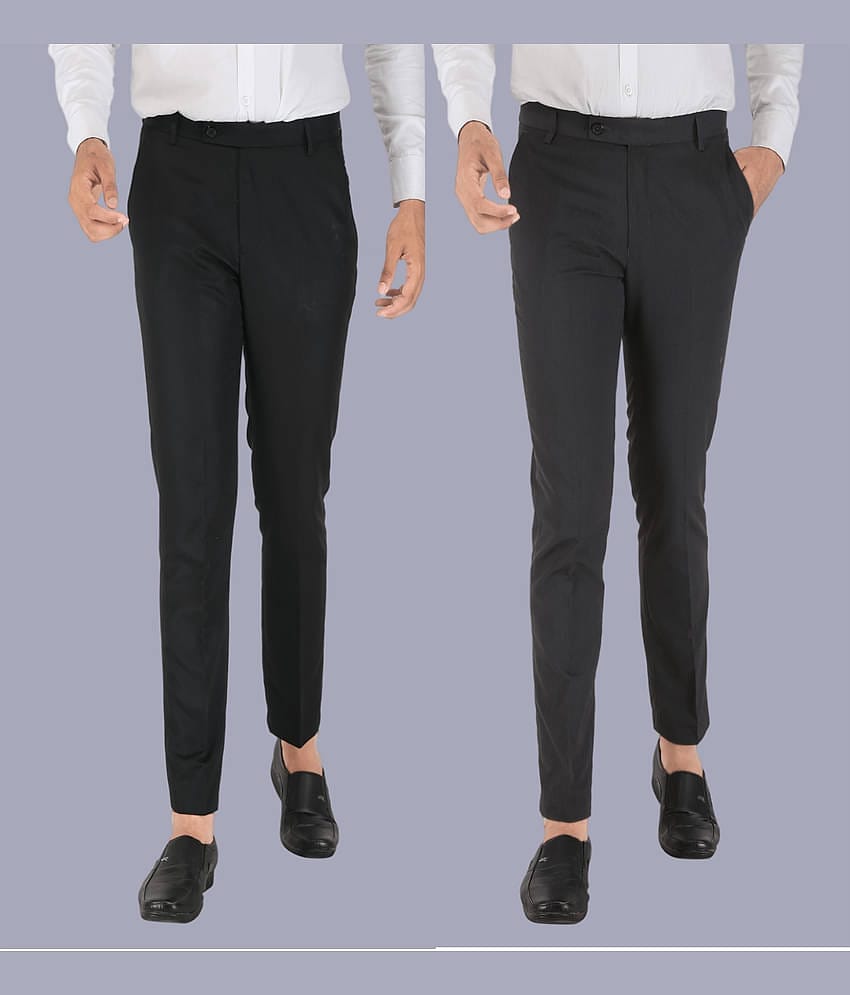 CLARE&CLARA Multicolor Slim Formal Trouser ( Pack of 2 )
