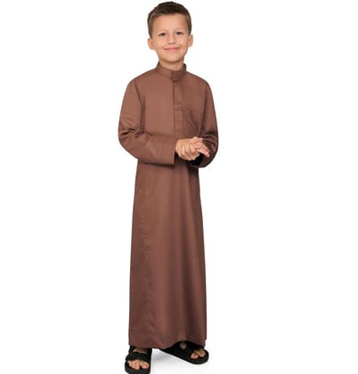 Kurvig Saudi Brown Thobe for Kids-1