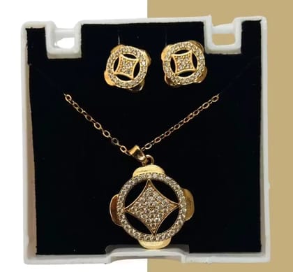 Kozykit Gold Plated AD Jewellery Set with Zircon | Stud Earrings, Chain & Pendant Set | American Dimond Necklace Set for Women & Girls | Party Wear, Festive & Gifting Jewellery Kozykit Gold Plated AD Jewellery Set with Zircon | Stud Earrings, Chain & Pendant Set | American Dimond Necklace Set for Women & Girls | Party Wear, Festive & Gifting Jewellery