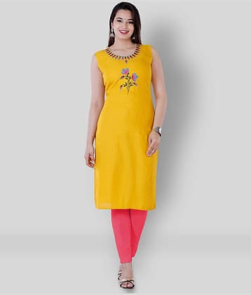P PRIYA FASHION - Yellow Rayon Women's Straight Kurti ( Pack of 1 )