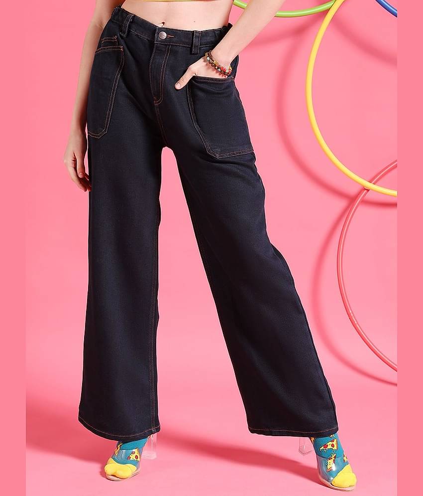 Freehand - DeepBlue Cotton Blend Baggy Fit Women's Jeans ( Pack of 1 )