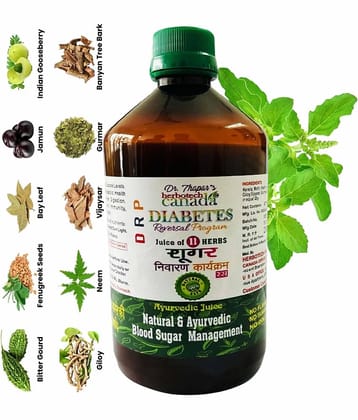 HERBOTECH CANADA DIABETES REVERSAL PROGRAM I CONTROL WITH 11 HERBS JUICE I DIABCARE SAFE & EFFECTIVE I NEEM, KARELA JAMUN JUICE 450 ML