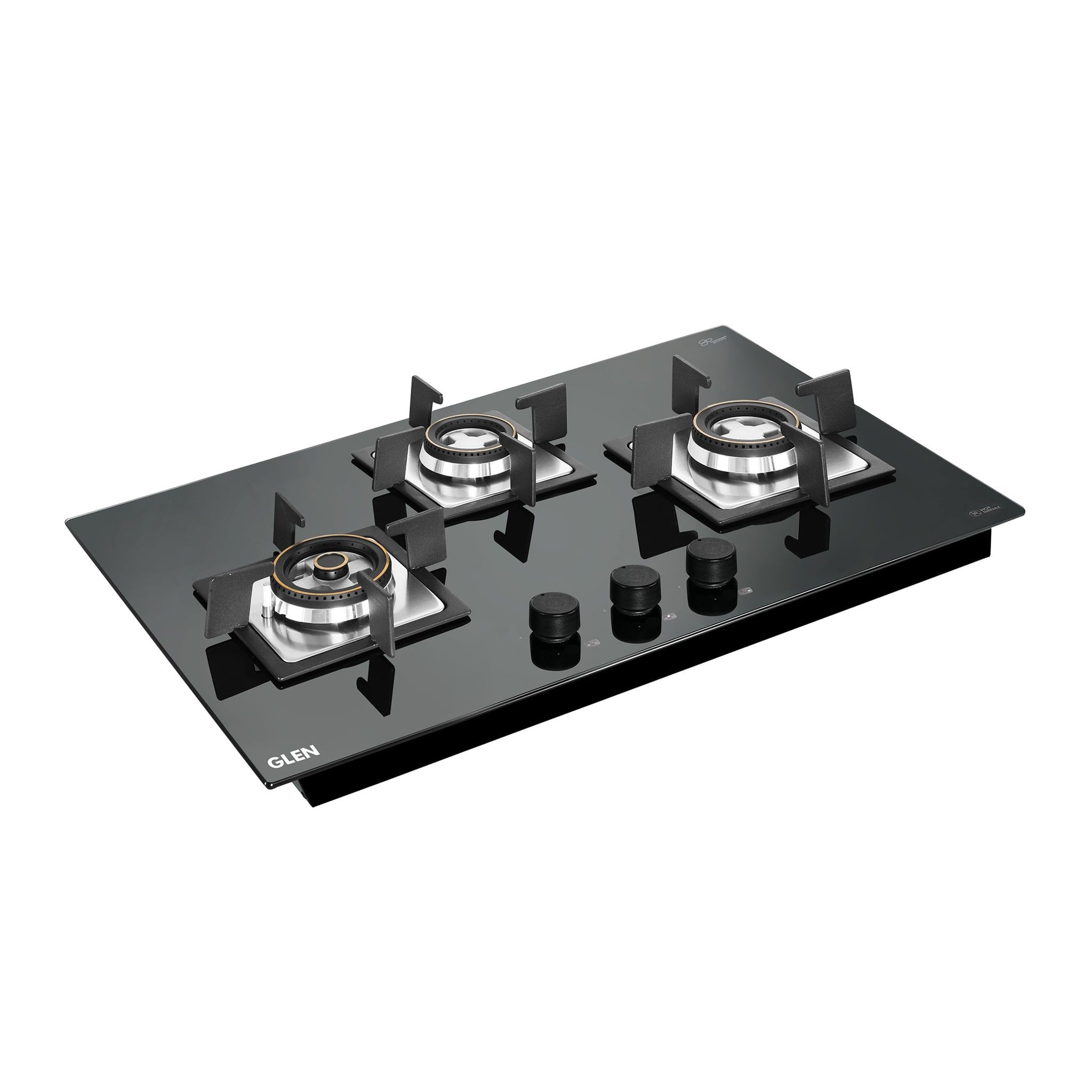 3 Burner Glass Hob Top Mini Triple Ring Burner Double Ring Forged Brass Burners Auto Ignition (1073SQHTMTR)