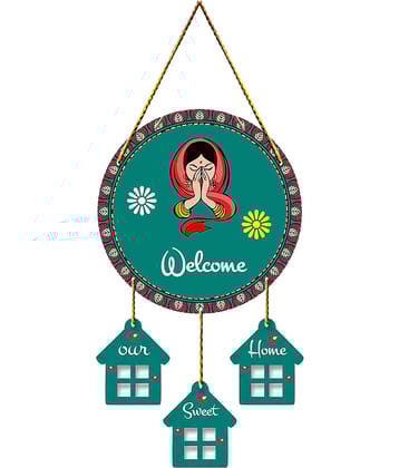 Positive Vibe Lifestyle Wood Welcome Home Decor Wall Sculpture Green - Pack of 1