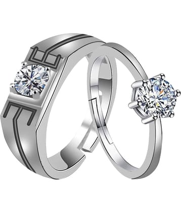 Solitaire  Adjustable  Some One Speical  Couple Ring Set For Valentines Gift  Diamond Style  Silver Plated  Ring For Women And Men