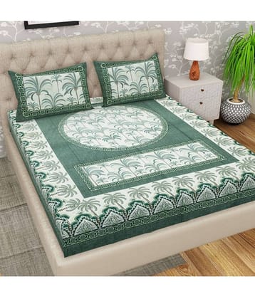 Cosito Cotton 1 Double Bedsheet with 2 Pillow Covers ( Green )