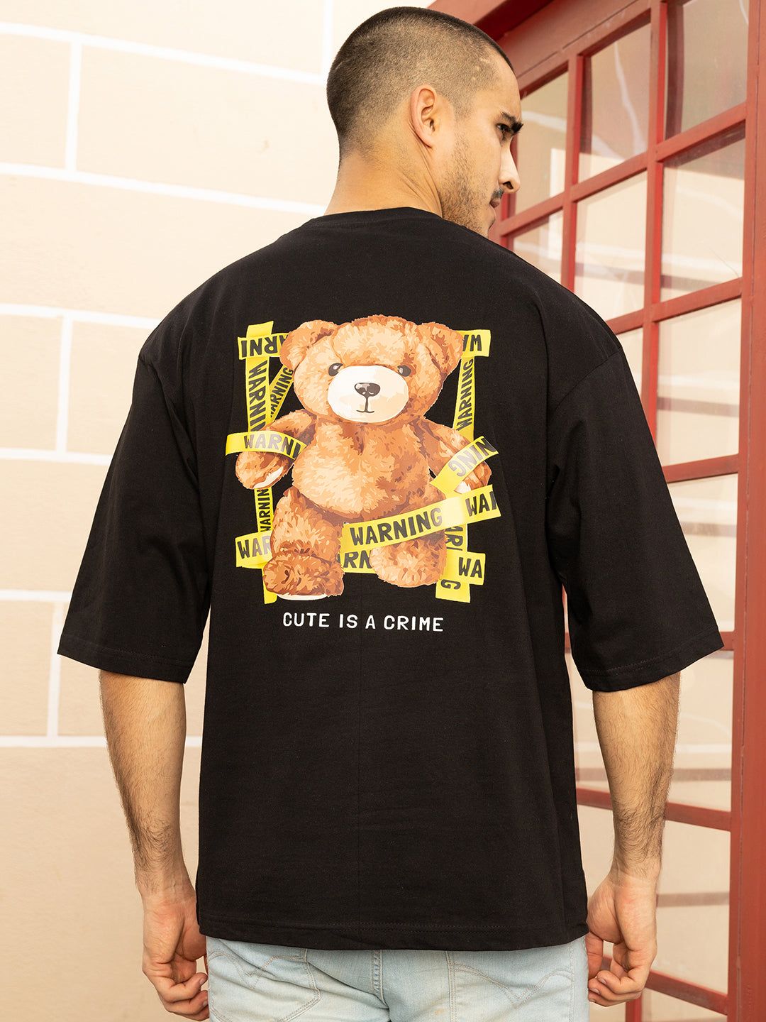 Cute Is Crime Black Oversized Drop shoulder Tee by Gavin Paris-S / Black