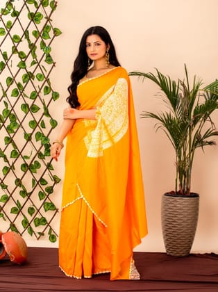 Sunshine Yellow Bandhani Saree