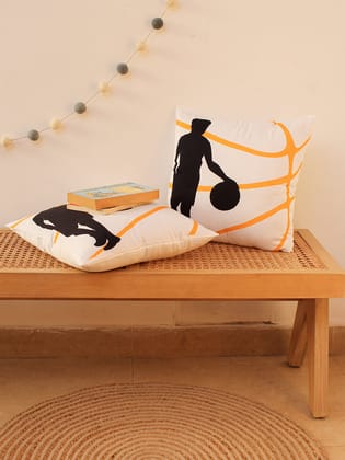The Speedy Dribbler - Set Of 2 Shaped Cushions (Black)