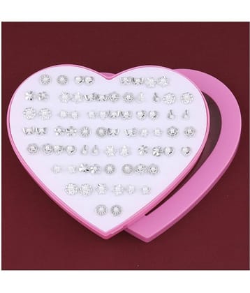 SILVER SHINE Silver Plated Delicate look Stud Earring Set of 36  for Women girl