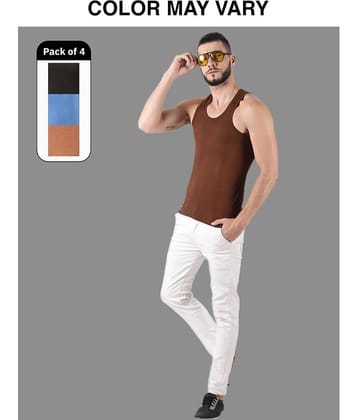 Pack of 4 Dollar Multi Cotton Men's Vest