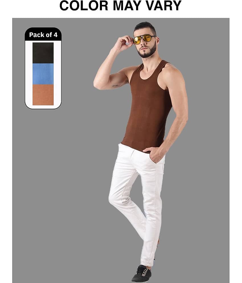 Pack of 4 Dollar Multi Cotton Men's Vest