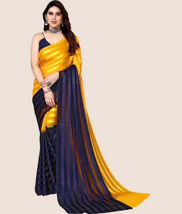 Kashvi Sarees Satin Striped Saree Without Blouse Piece ( Mustard )