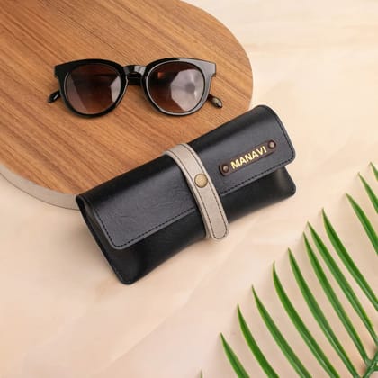 PERSONALISED STRIPE EYEWEAR CASE - BLACK