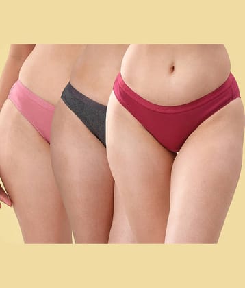 LYRA Pack of 3 Cotton Solid Women's Bikini ( Multi Color ) LYRA_PTY_203