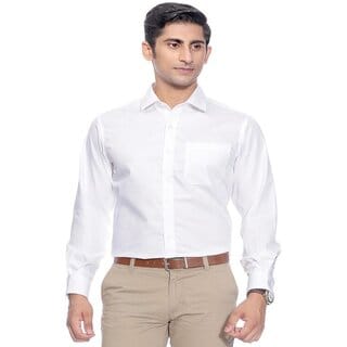 Baleshwar Men White Solid Formal Shirt (Pack of 1)
