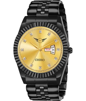 OHHO Black Stainless Steel Analog Men's Watch