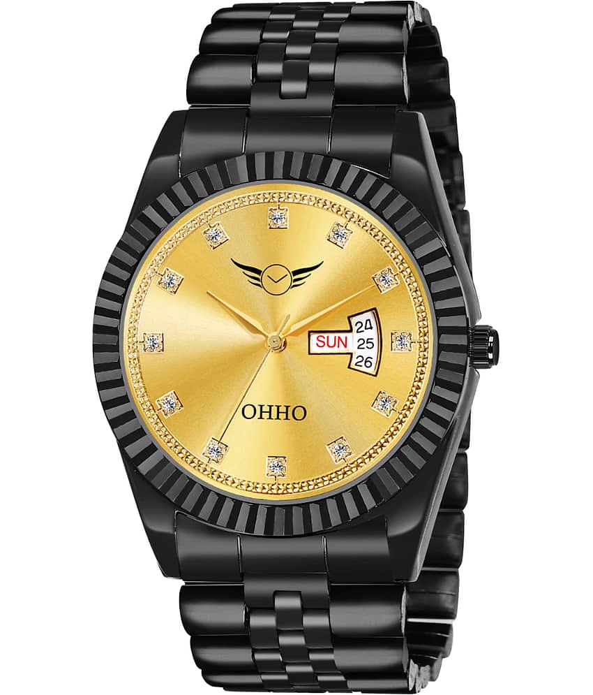 OHHO Black Stainless Steel Analog Men's Watch