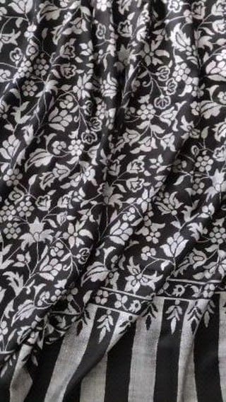 Black & White Kani Pashmina Shawl – Handwoven Pure Wool Wrap for Gifting & Wedding Elegance | Kashmiri Artisan Craft by Heritage Design Inc