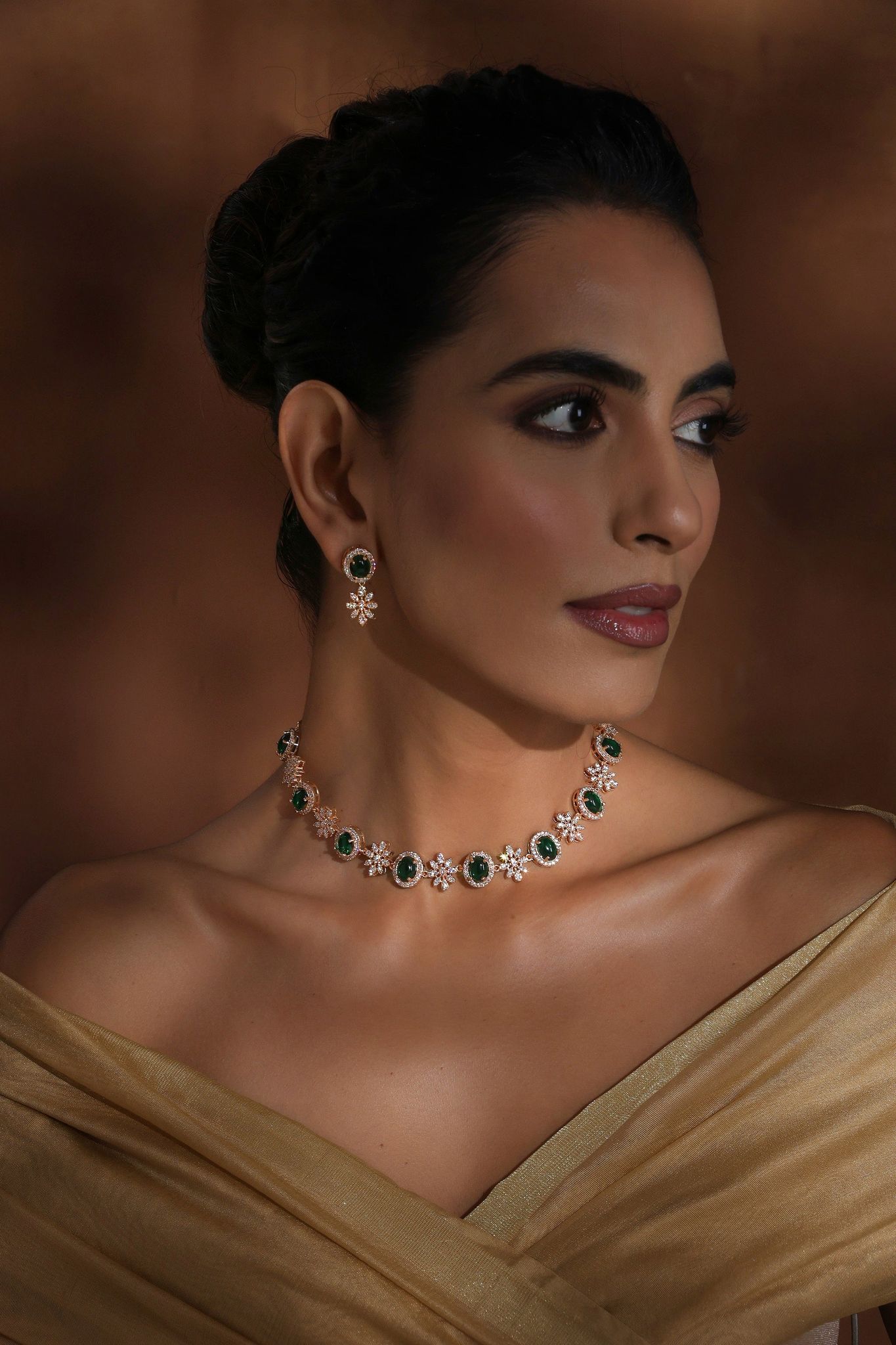 Krest Green Polki Necklace Set-Polki