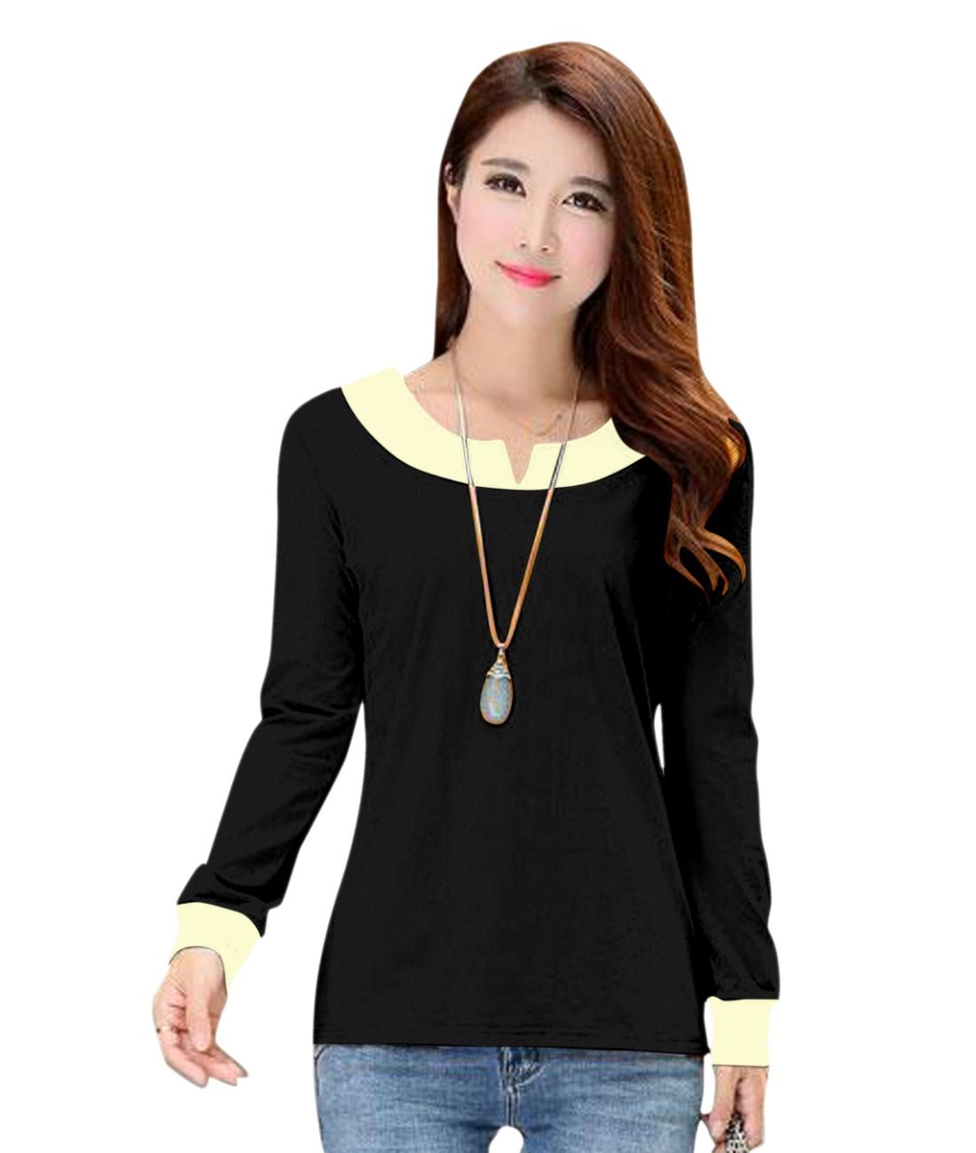 Women's Western Wear Hosiery T Shirts L (Black)