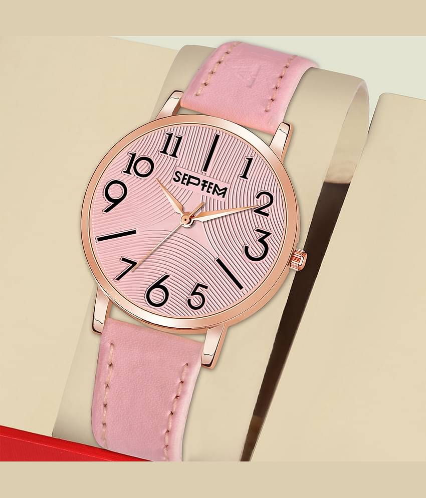 Septem Pink Leather Analog Men's Watch