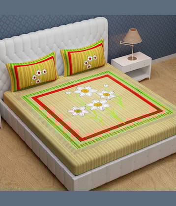 Cosito Cotton 1 Double Bedsheet with 2 Pillow Covers ( Brown )