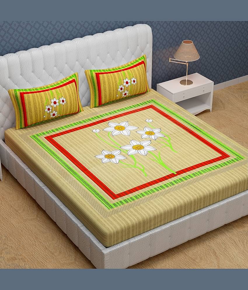 Cosito Cotton 1 Double Bedsheet with 2 Pillow Covers ( Brown )
