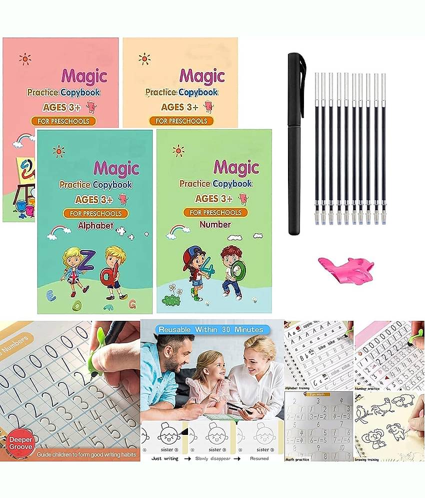 Magic Reused Practice Copybook For Kids Calligraphy Handwriting Exercise 4 Book Drawing Books Magic Pen Magic Hand Writing Copy Book For Kids
