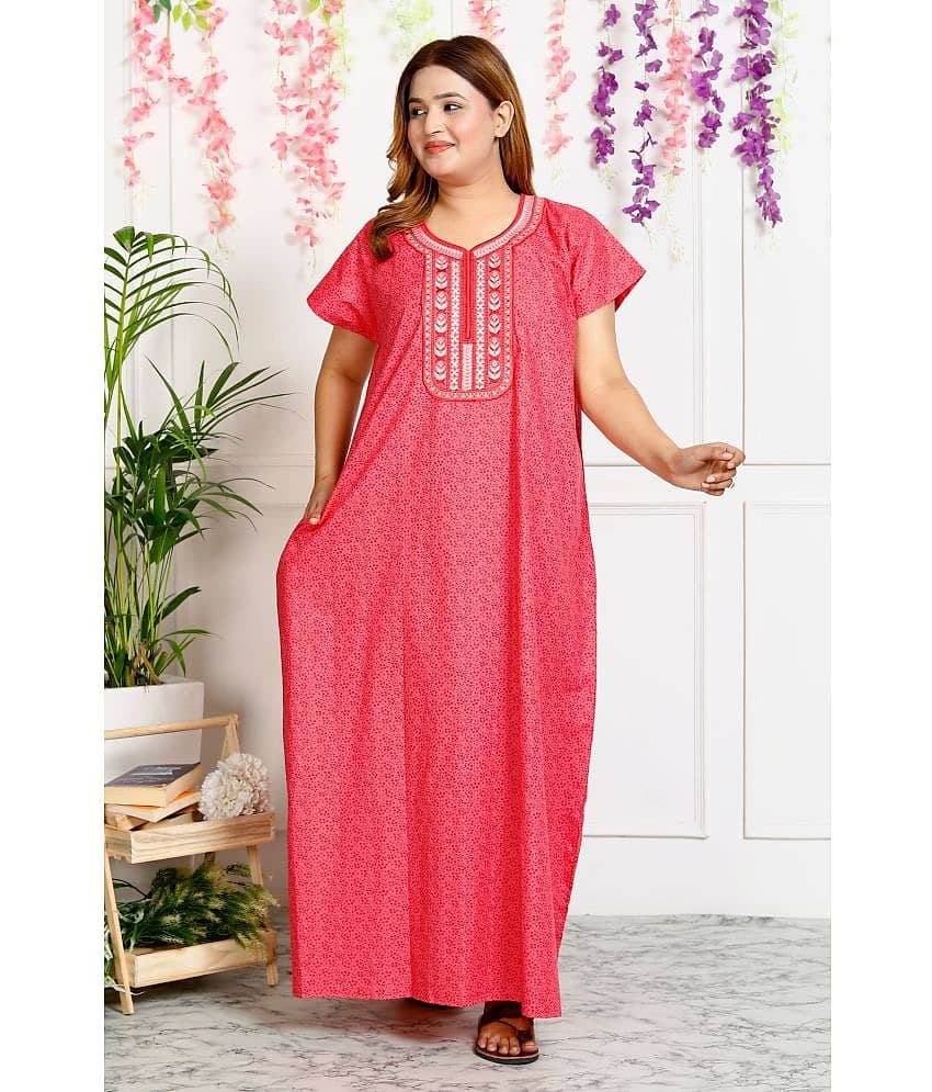 hargun night wear Pink Cotton Women's Nightwear Nighty & Night Gowns ( Pack of 1 )