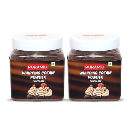 Puramio Whipping Cream Powder (Chocolate), 250 gm Each - Pack of 2