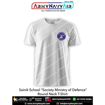 ArmyNavyAir Sainik School T-Shirt (Small) | Ministry of Defence Logo | Casual & Institutional