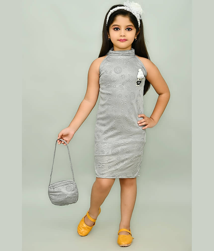 JCT DRESSES Crepe A-line Dress For Girls ( Pack of 1 , Grey )