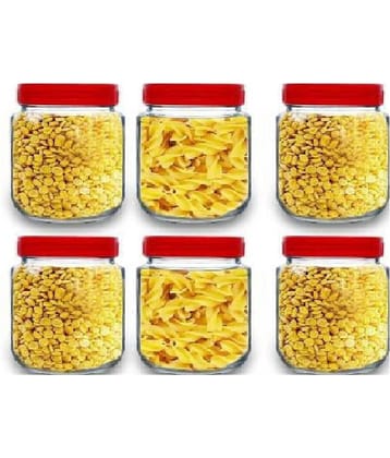 CROCO JAR Glass Red Food Container ( Set of 6 )