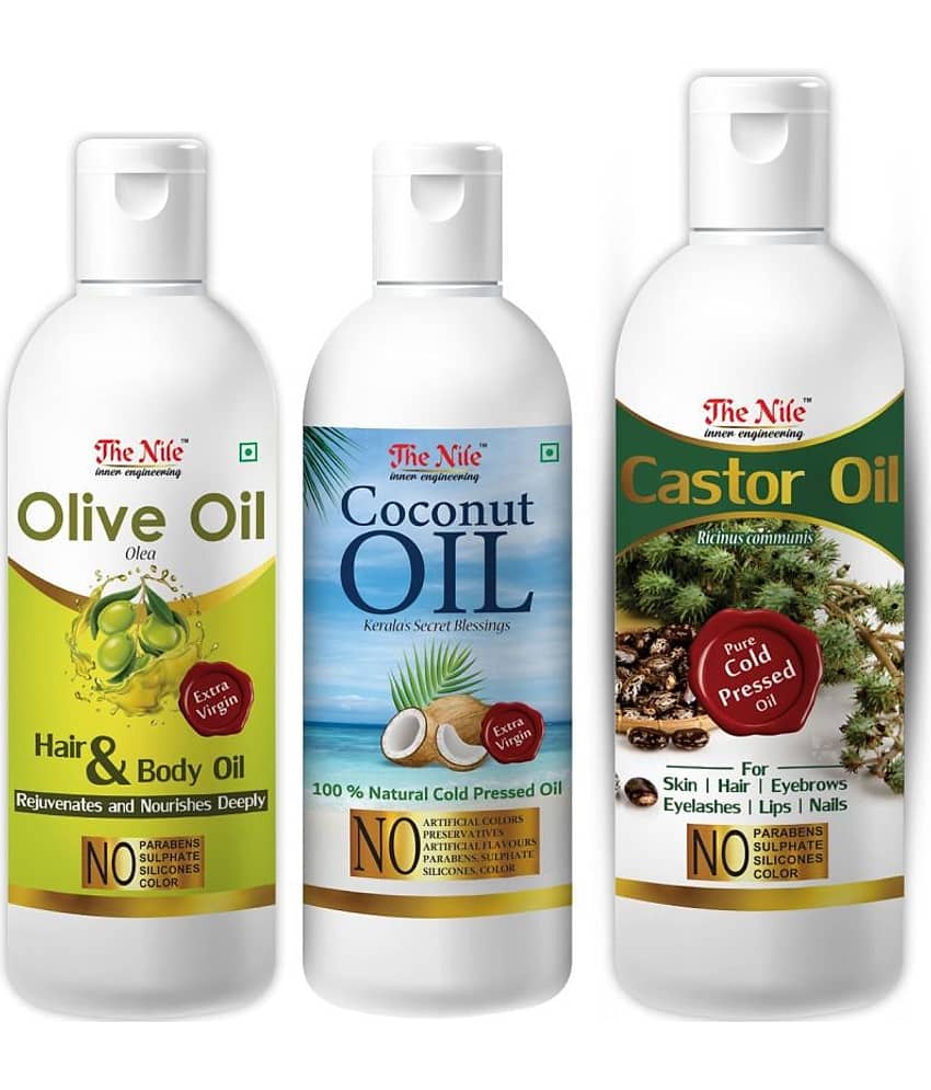 The Nile Castor Oil 150 ML +  Coconut Oil 100 ML + Olive Oil 100 ML 350 mL Pack of 3